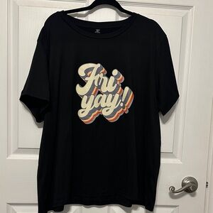 Black Graphic Tee with 'Fri Yay!' Design